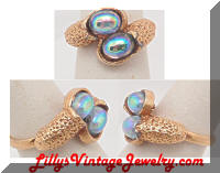 Vintage Iridescent Blue Cabs Dinner Ring