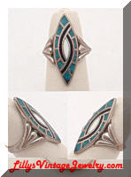 Southwestern Turquoise Inlay Vintage Ring