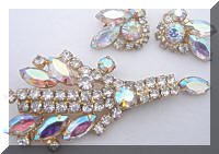 Vintage AB Rhinestones Brooch Earrings Set