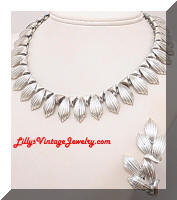 Vintage CORO Silver Fringe Necklace Earrings Set
