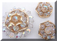 Stunning Vintage Iridescent Crystal Brooch Earrings SET