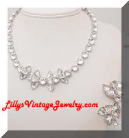 Vintage EISENBERG Rhinestones Necklace Earrings Set 