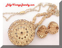 Germany green cabs enamel necklace earrings set