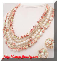 HONG KONG Multi Strands Beads Pearls Necklace Earrings Set