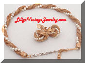 kramer mesh pearls necklace earrings set