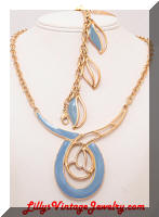 MONET Contemporary Blue Enamel Necklace Bracelet Set