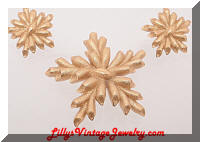 Vintage MONET Golden Branch Stars Brooch Earrings Set