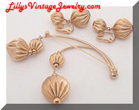 Vintage NAPIER Golden Dangles Brooch Earrings Set