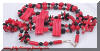 Funky Chunky Red Black Wood Beads Necklace Earrings Demi