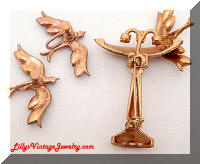 Vintage Figurals Birds with Bath Brooch Earrings Set
