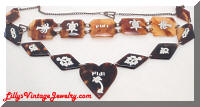 Art Deco TORTOISE Shell Fiji Sweetheart Necklace Bracelet Set
