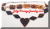 Art Deco TORTOISE Shell Fiji Sweetheart Necklace Bracelet Set