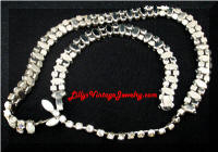 Rhinestones white milk glass necklace and bracelet set