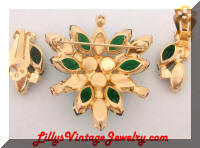 Vintage Green AB Rhinestones Brooch and Earrings Set