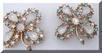 Vintage Opals AB Rhinestones Clover Scatter Pins