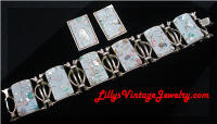 White Confetti pastels Lucite bracelet earrings set