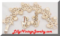 Vintage Quality Golden Rhinestones Flowers Bracelet Earrings Set