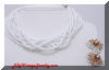 Vintage Multi-Strand Milk Glass Beads Necklace Earrings Demi